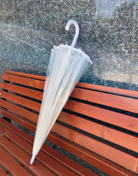 Зонт - трость прозрачный полуавтомат, купол 87 см., 8 спиц